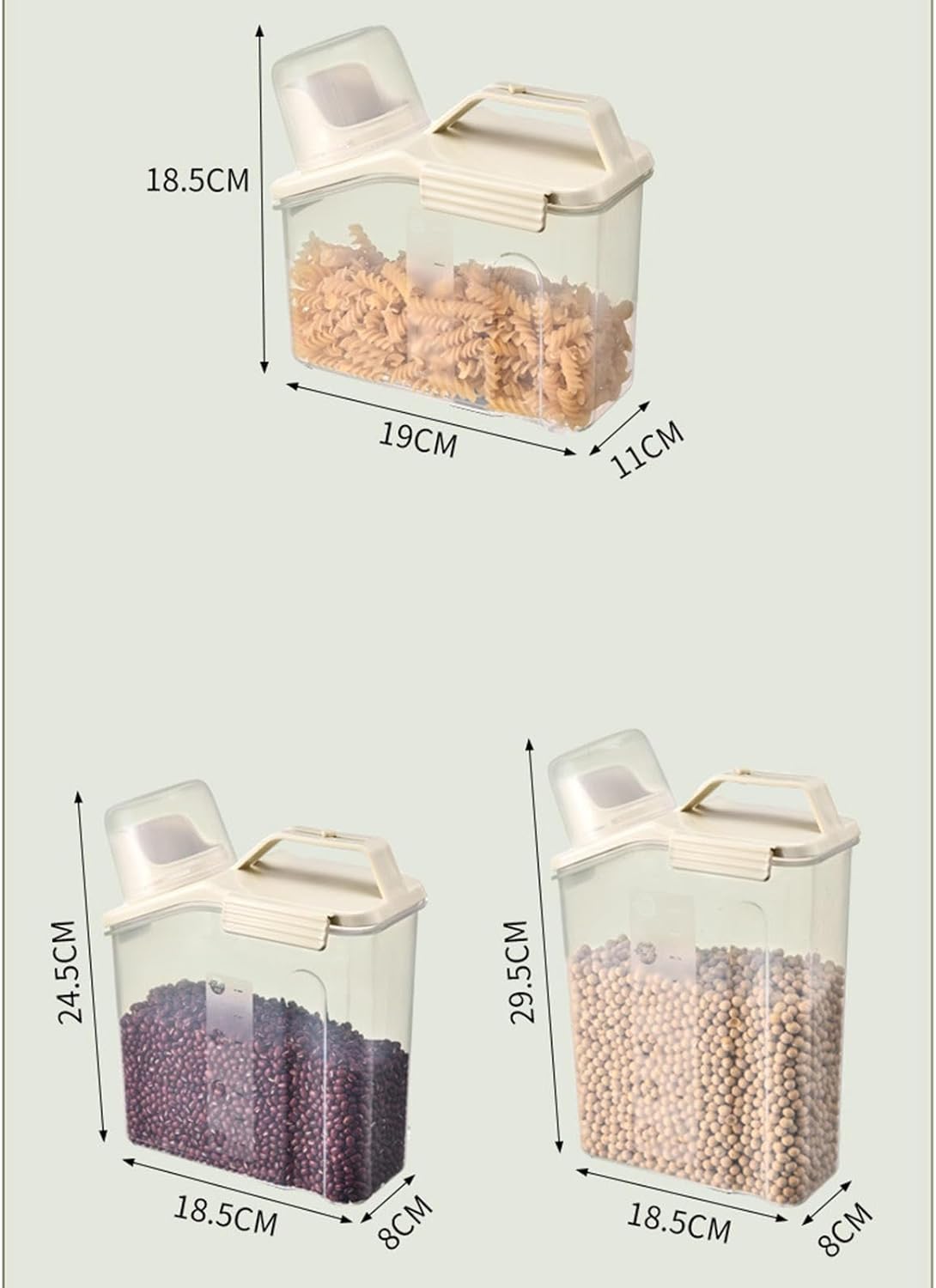 Cube Rice Storage Box, Kitchen Sealed Food Container, Transparent Grain Storage Tank, Food Storage Container with Pouring Spout And Measuring Cup Lid, Kitchen Pantry Organizer Cube Rice Storage Box, Kitchen Sealed Food Container, Transparent Grain Storage Tank, Food Storage Container with Pouring Spout And Measuring Cup Lid, Kitchen Pantry Organizer